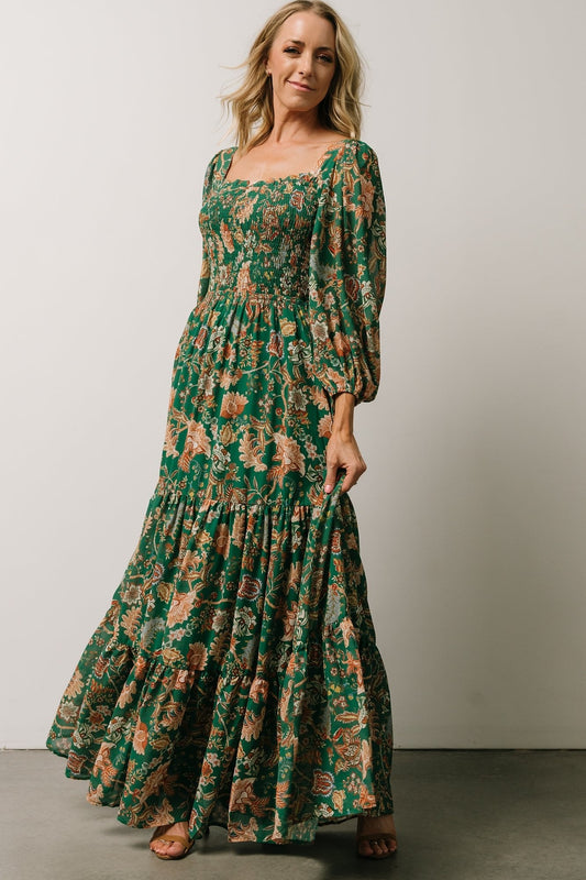 Ventura Cross Back Maxi Dress | Green Multi Print - Baltic Born