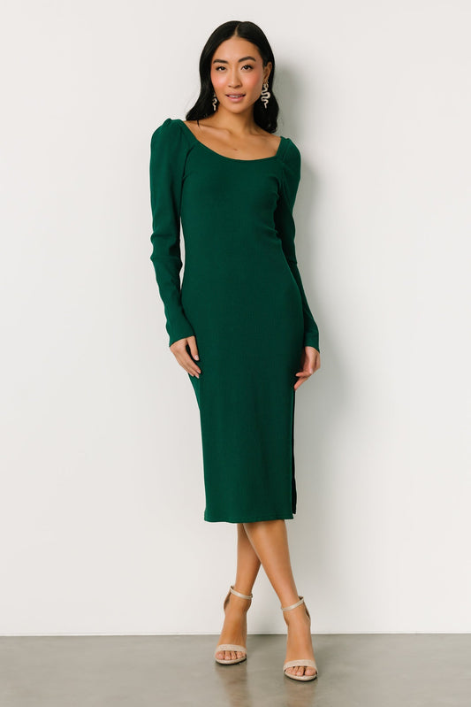 Viola Ribbed Midi Dress | Emerald - Baltic Born