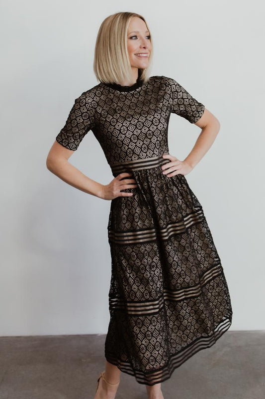 Windsor Lace Midi Dress | Black - Baltic Born