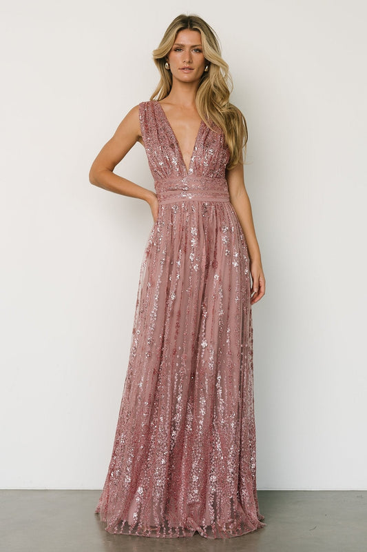 Yvette Sequin Gown | Mauve - Baltic Born